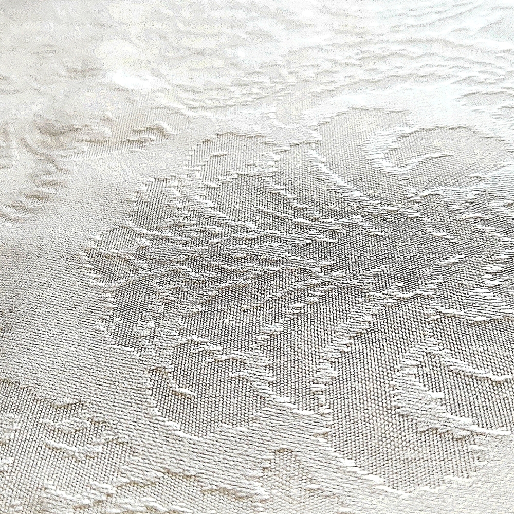 Jacquard Tablecloth with 4 Napkins 52" x 70" Ivory Like New Cotton Blend Floral